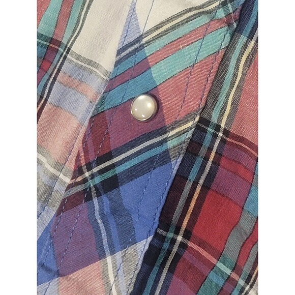 Wrangler Pearl Snap Shirt Mens XL Short Sleeve Plaid Western‎ - Picture 3 of 5